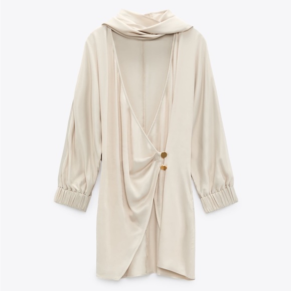 ZARA SATIN EFFECT LONG TUNIC BLOUSE - Picture 3 of 16
